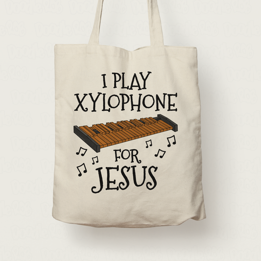 Christian Xylophone Tote Bag - I Play Xylophone For Jesus - Church Percussionist Gift