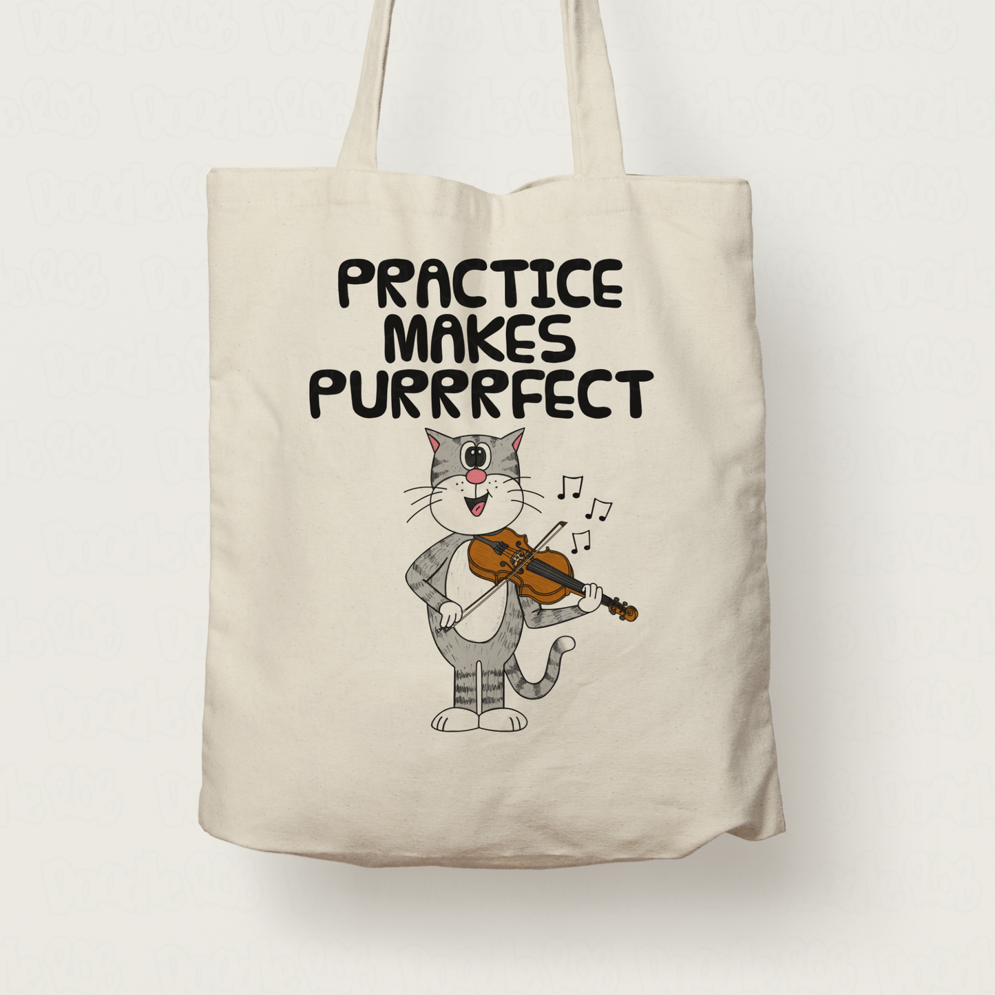 Cat Violin Tote Bag - Practice Makes Purrrfect - Gift For Violinist - Funny Music Teacher Orchestra Gift