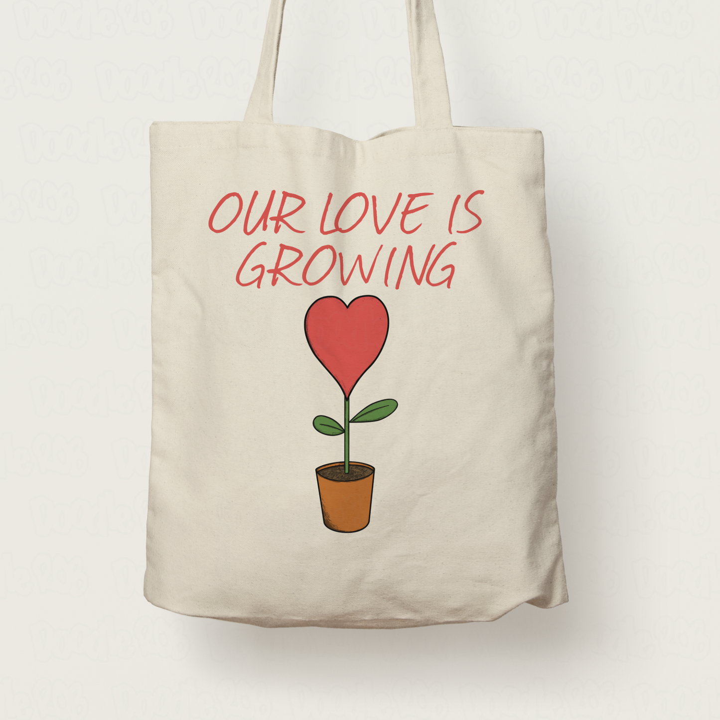 Romantic Gardening Tote Bag - Our Love Is Growing - Gardener Valentines Anniversary Gift