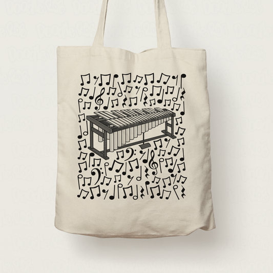 Vibraphone Musical Notes Tote Bag - Gift For Percussionist - Percussion Teacher Tote Bag - Orchestral Musician Gift