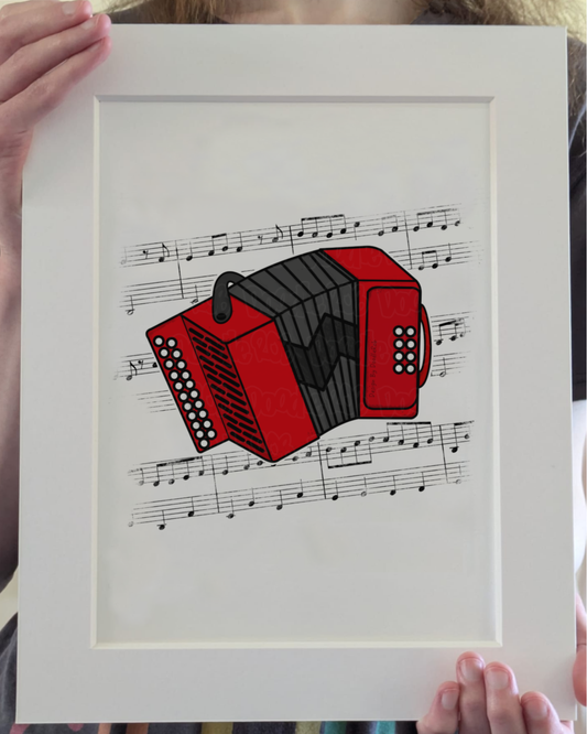 Accordion Music Notation Art Print – Accordionist Home Decor - Musician Wall Art - Music Teacher Gift