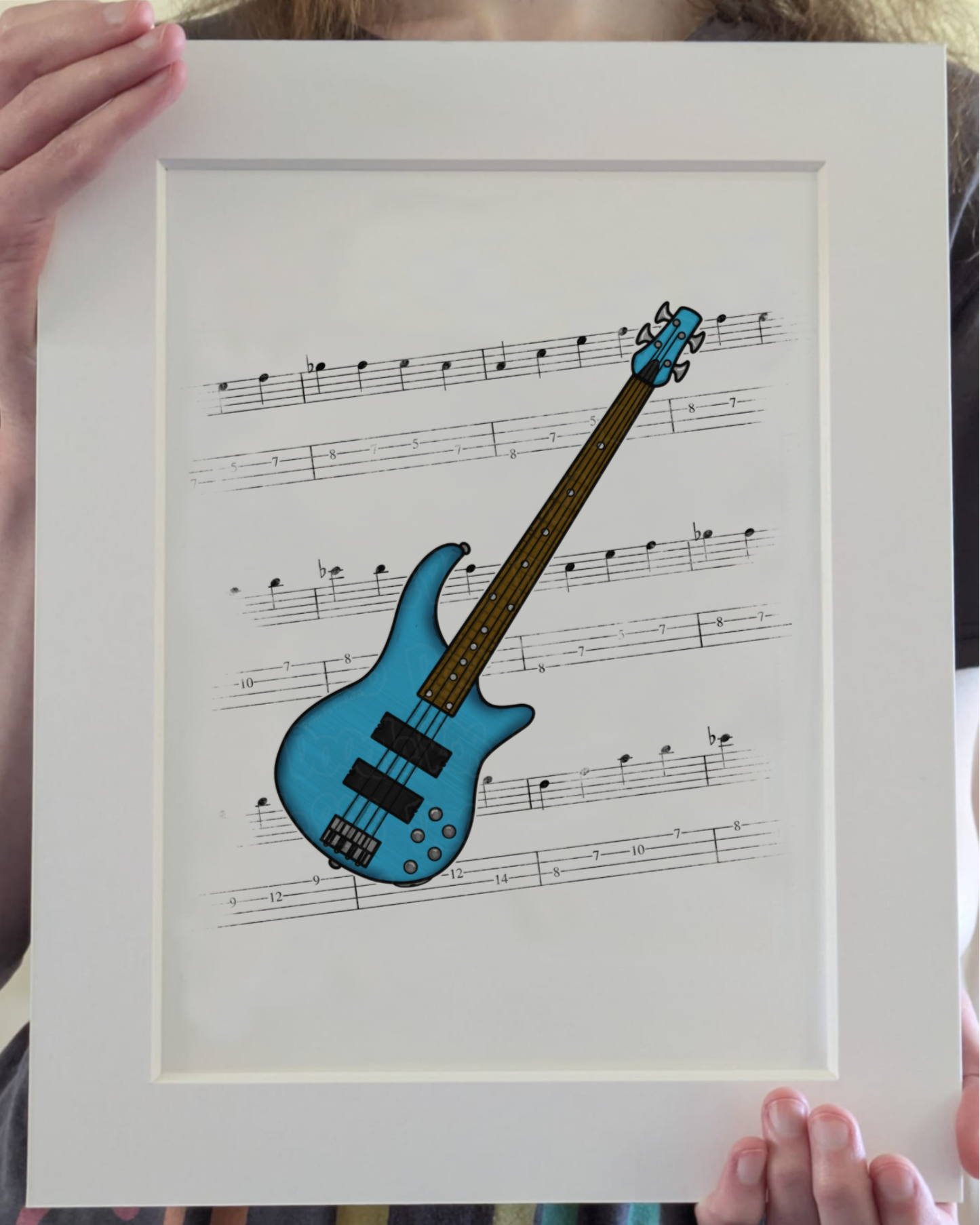 Bass Guitar Music Notation Art Print – Bassist Home Decor - Musician Wall Art - Music Teacher Gift