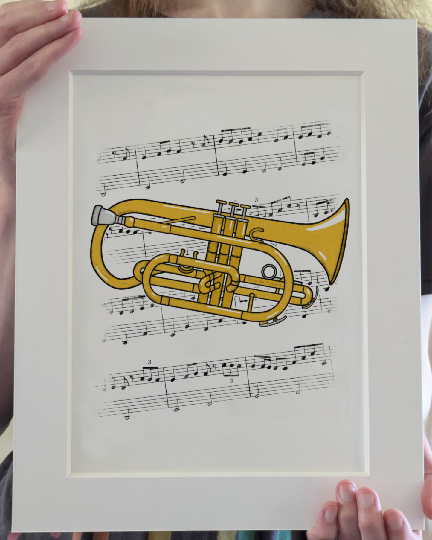 Cornet Music Notation Art Print – Cornetist Home Decor – Brass Musician Wall Art - Music Teacher Gift