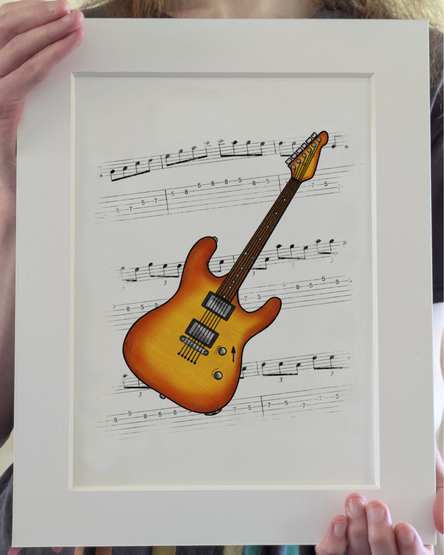 Electric Guitar Music Notation Art Print – Guitarist Home Decor - Musician Wall Art - Music Teacher Gift