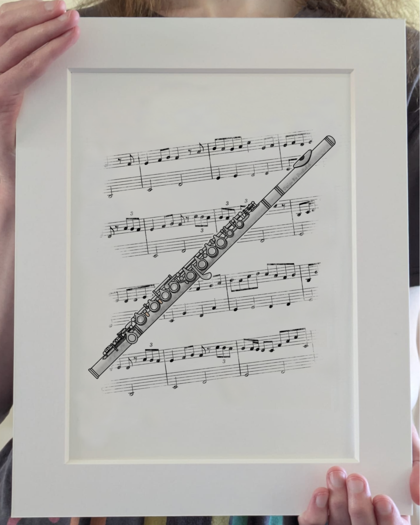Flute Music Notation Art Print – Flautist Home Decor – Woodwind Musician Wall Art - Music Teacher Gift
