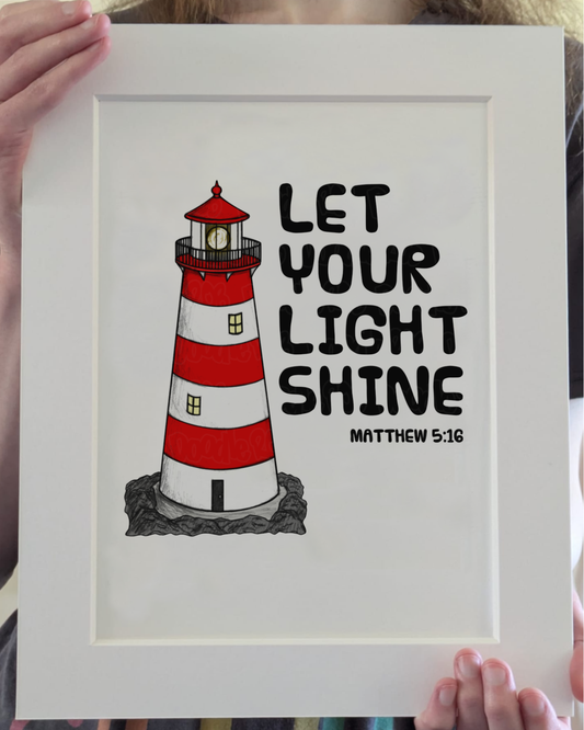 Christian Lighthouse Art Print (Wall Art) - Matthew 5:16 - Church Wall Decor - Gift For Pastor