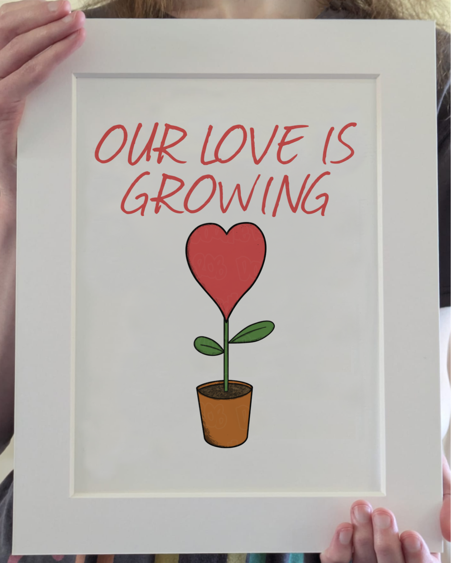 Romantic Gardening Art Print (Wall Art) - Our Love Is Growing - Gardener Valentines Anniversary Gift