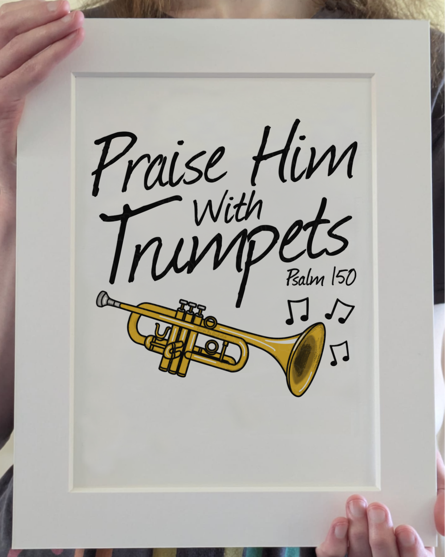Church Trumpet Art Print - Praise Him With Trumpets (Psalm 150:3) - Worship Trumpeter Wall Art
