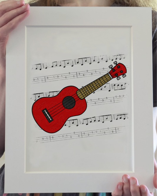 Ukulele Music Notation Art Print – Uke Player Home Decor - Musician Wall Art - Music Teacher Gift