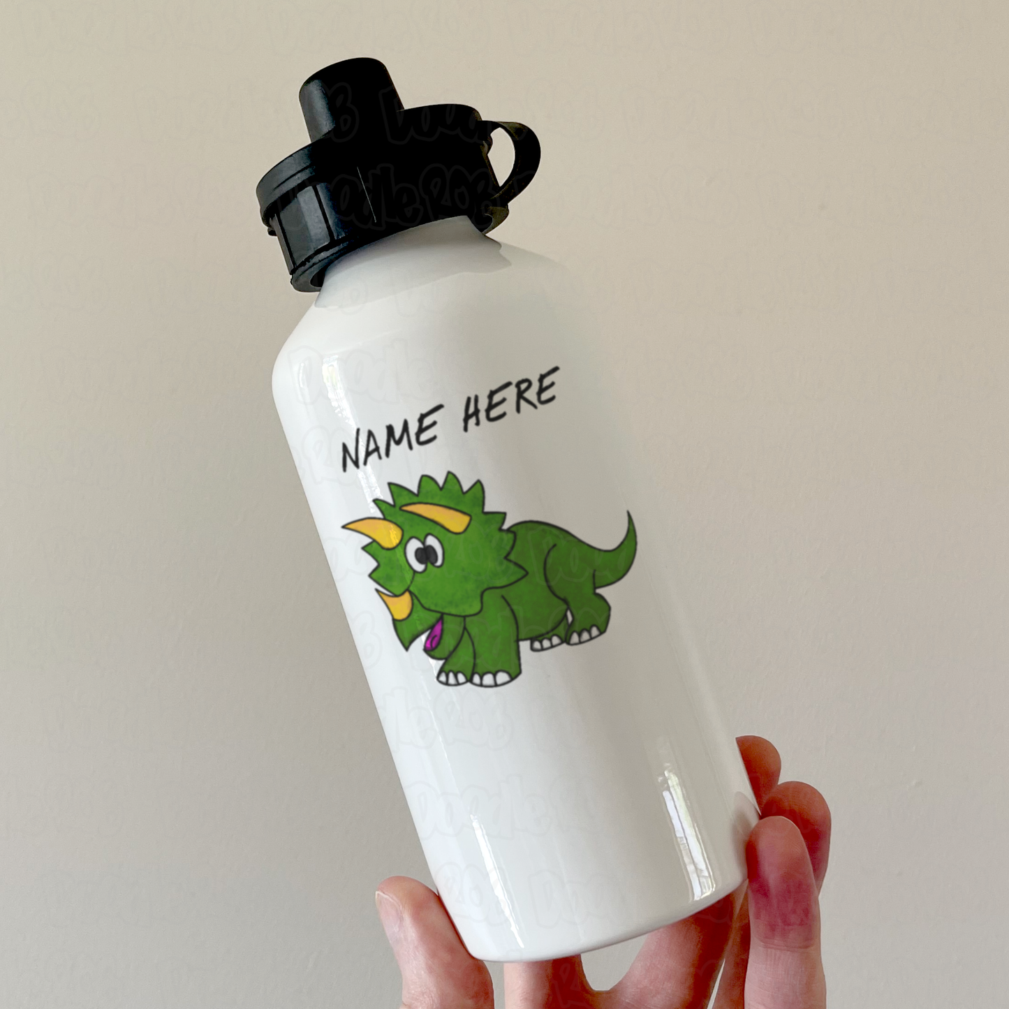 Dinosaur Personalised Water Bottle - Triceratops Water Bottle - Custom Dinosaur Gift For Boy