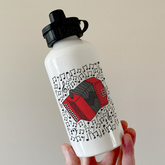 Accordion Musical Notes Water Bottle - Accordionist Gift - Accordion Teacher Folk Musician Water Bottle