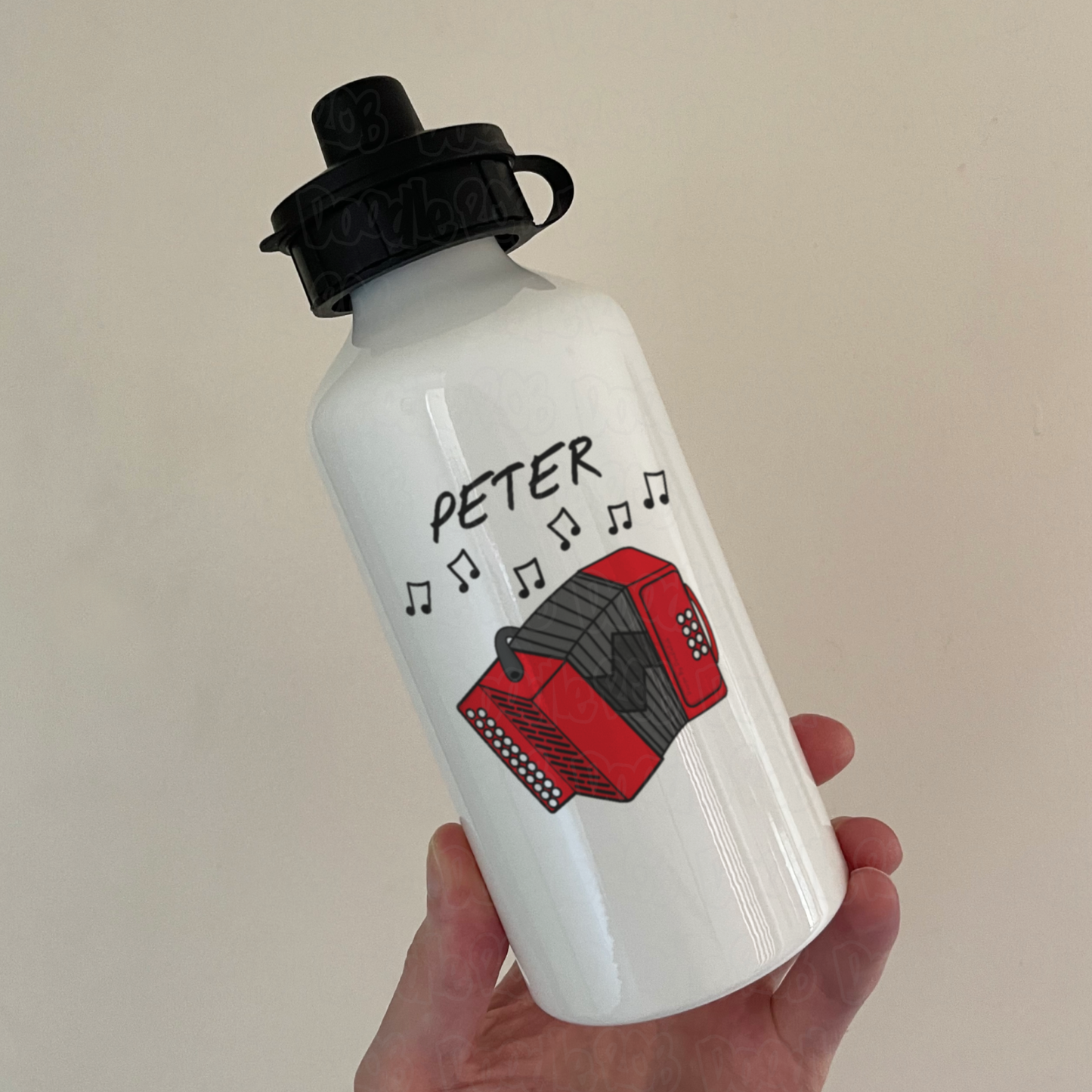 Accordion Personalised Water Bottle - Gift For Accordionist