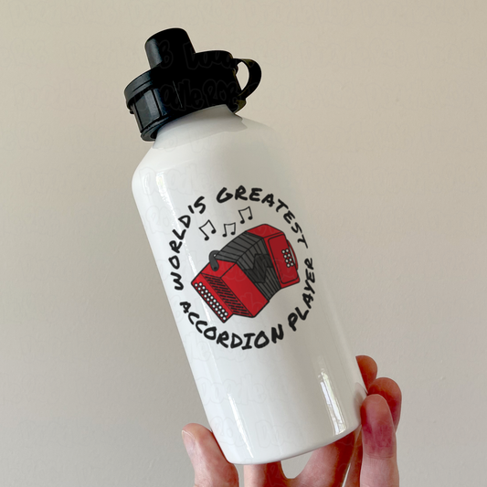 Accordion Water Bottle - World's Greatest Accordion Player - Gift For Accordionist
