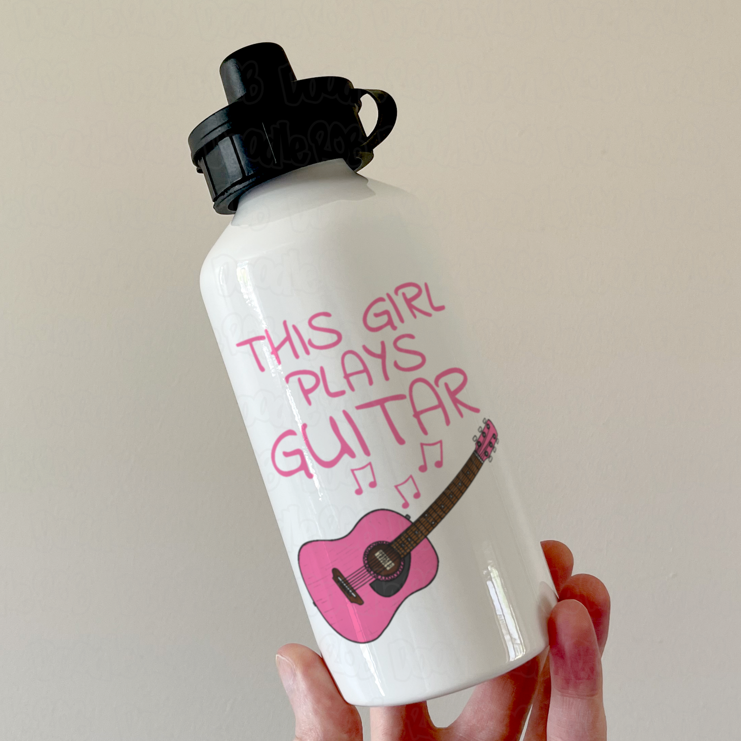Girl's Guitar Water Bottle - This Girl Plays Guitar - Female Guitarist Gift - Pink Guitar Gift For Girl