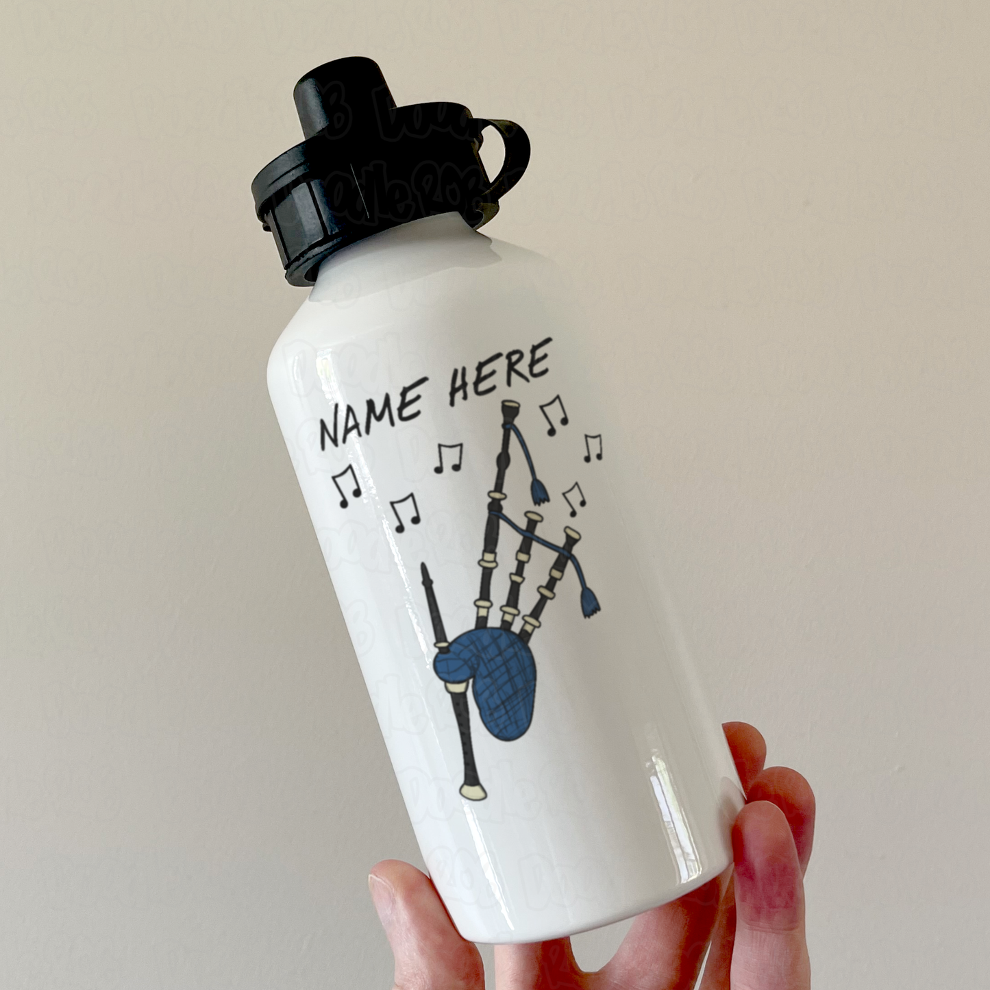 Personalised Bagpipes Water Bottle - Custom Gift For Piper - Scottish Musician Gift