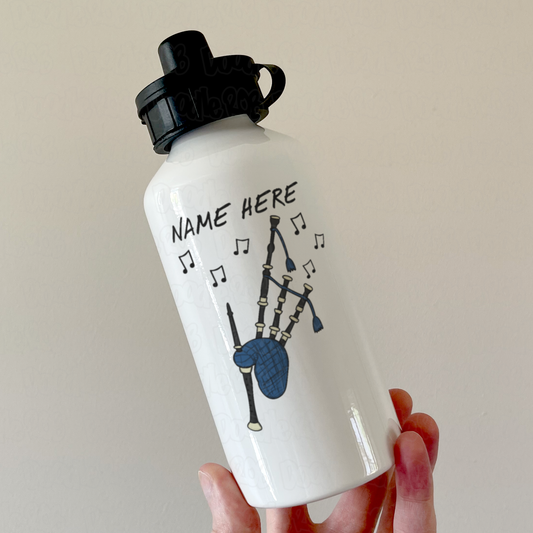 Personalised Bagpipes Water Bottle - Custom Gift For Piper - Scottish Musician Gift