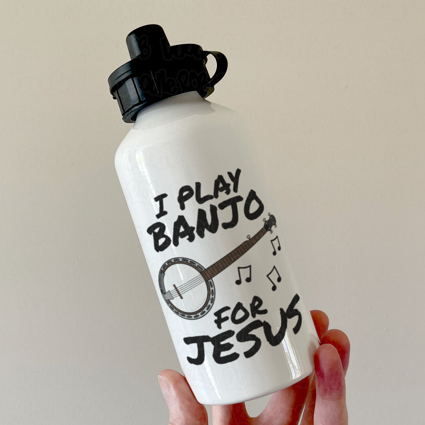 Christian Banjo Player Water Bottle - I Play Banjo For Jesus - Church Banjoist