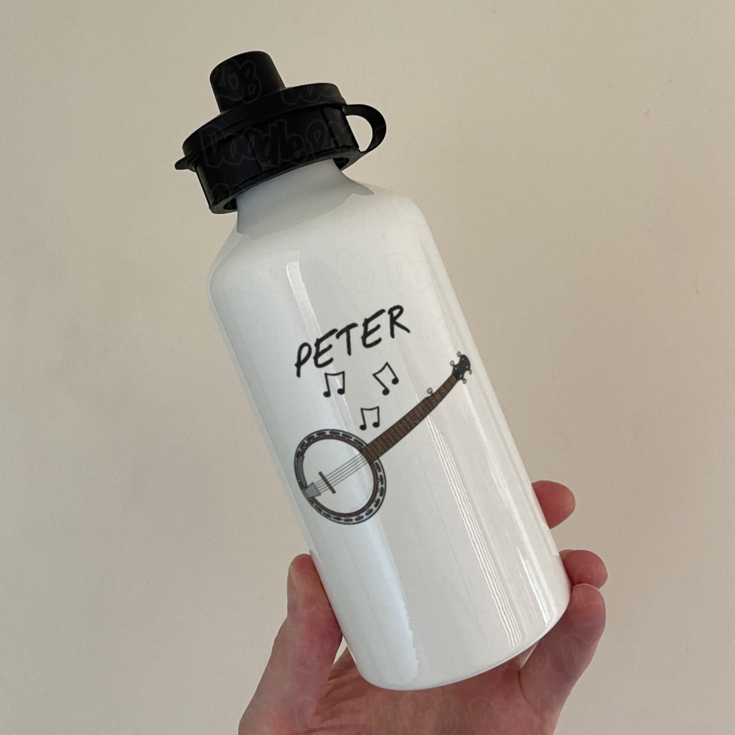 Banjo Personalised Water Bottle - Custom Banjoist Gift - Banjo Teacher Water Bottle - Folk Musician Gift