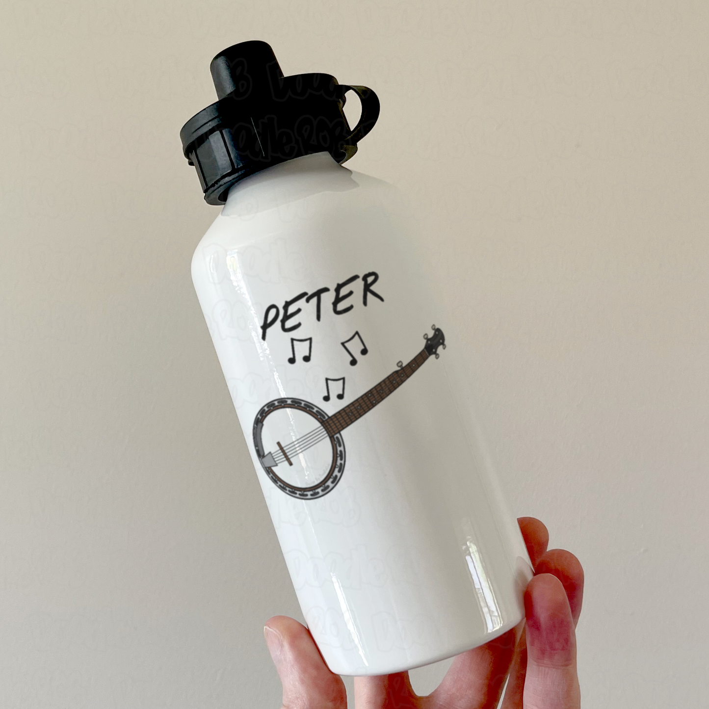 Banjo Personalised Water Bottle - Custom Banjoist Gift - Banjo Teacher Water Bottle - Folk Musician Gift