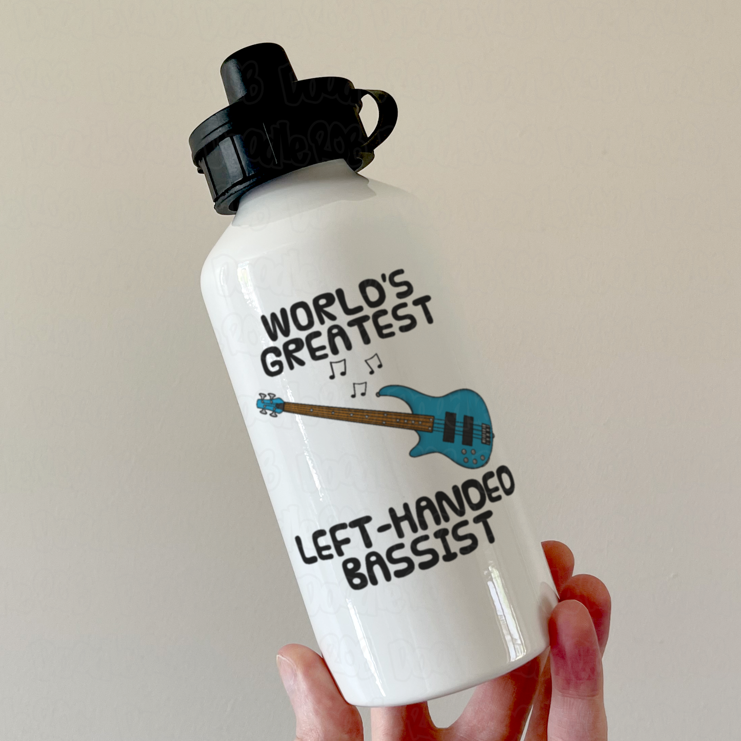 Left Handed Bass Guitar Water Bottle - World's Greatest Left-Handed Bassist - Gift For Lefty Musician