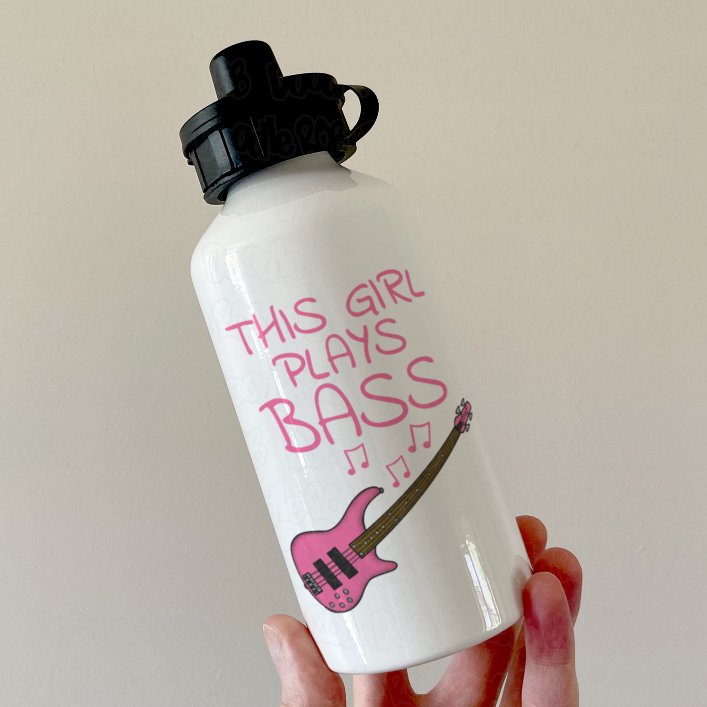Pink Bass Guitar Water Bottle - This Girl Plays Bass - Female Bassist Gift - Bass Guitar Gift For Girl