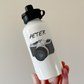 Photographer Personalised Water Bottle - Vintage Camera Custom Water Bottle - Photography Enthusiast Gift
