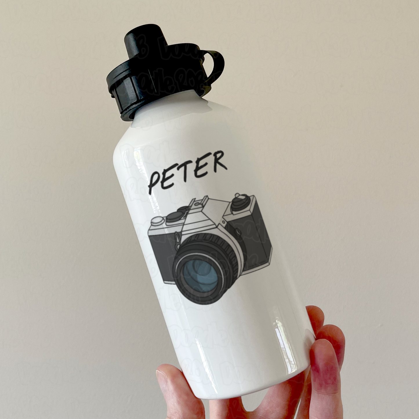 Photographer Personalised Water Bottle - Vintage Camera Custom Water Bottle - Photography Enthusiast Gift