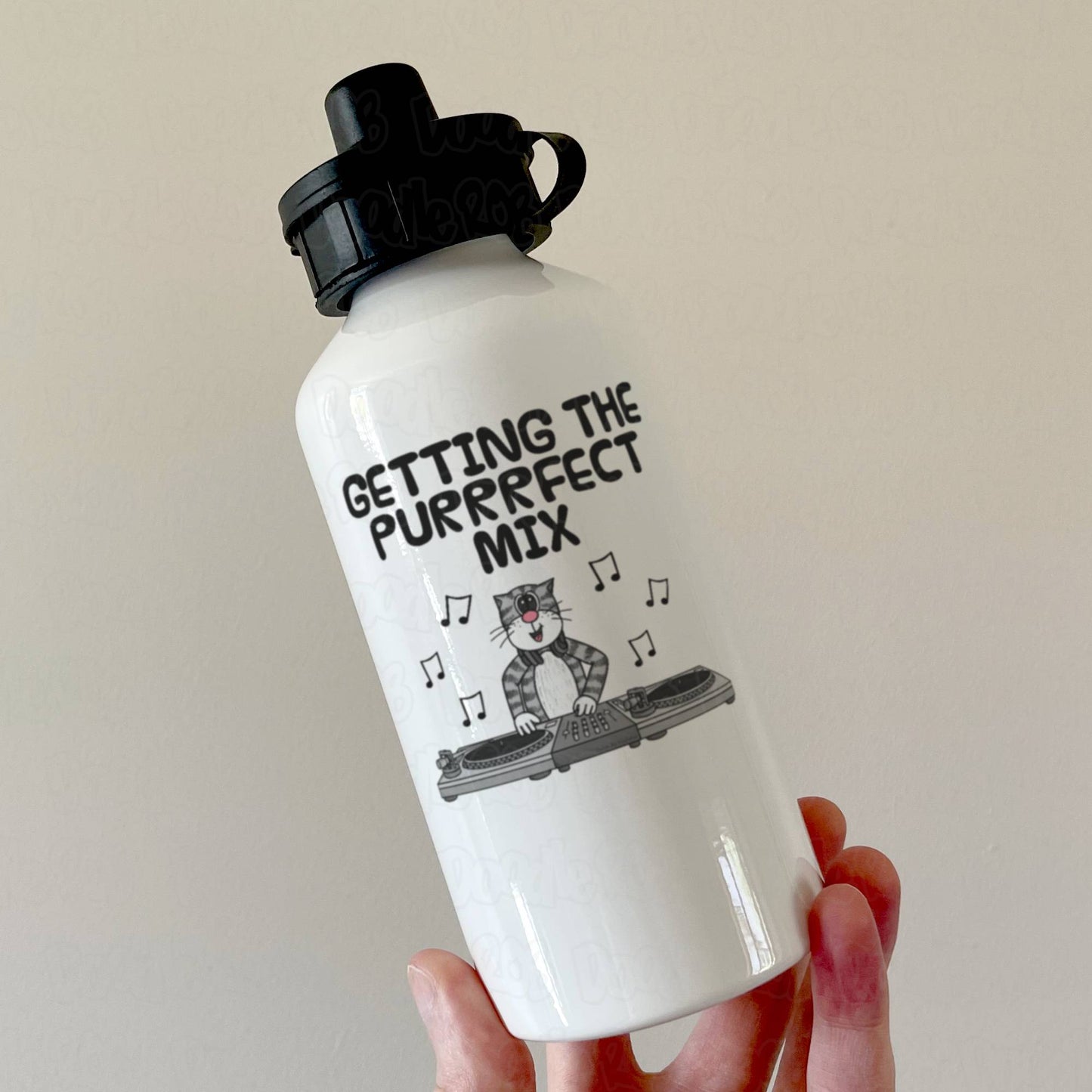 Cat DJ Water Bottle - Getting The Purrrfect Mix - Gift For Music Producer - Funny Musician Mug