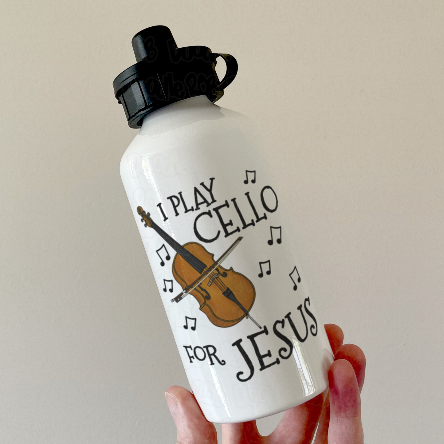 Christian Cello Water Bottle - I Play Cello For Jesus - Church Cellist Gift