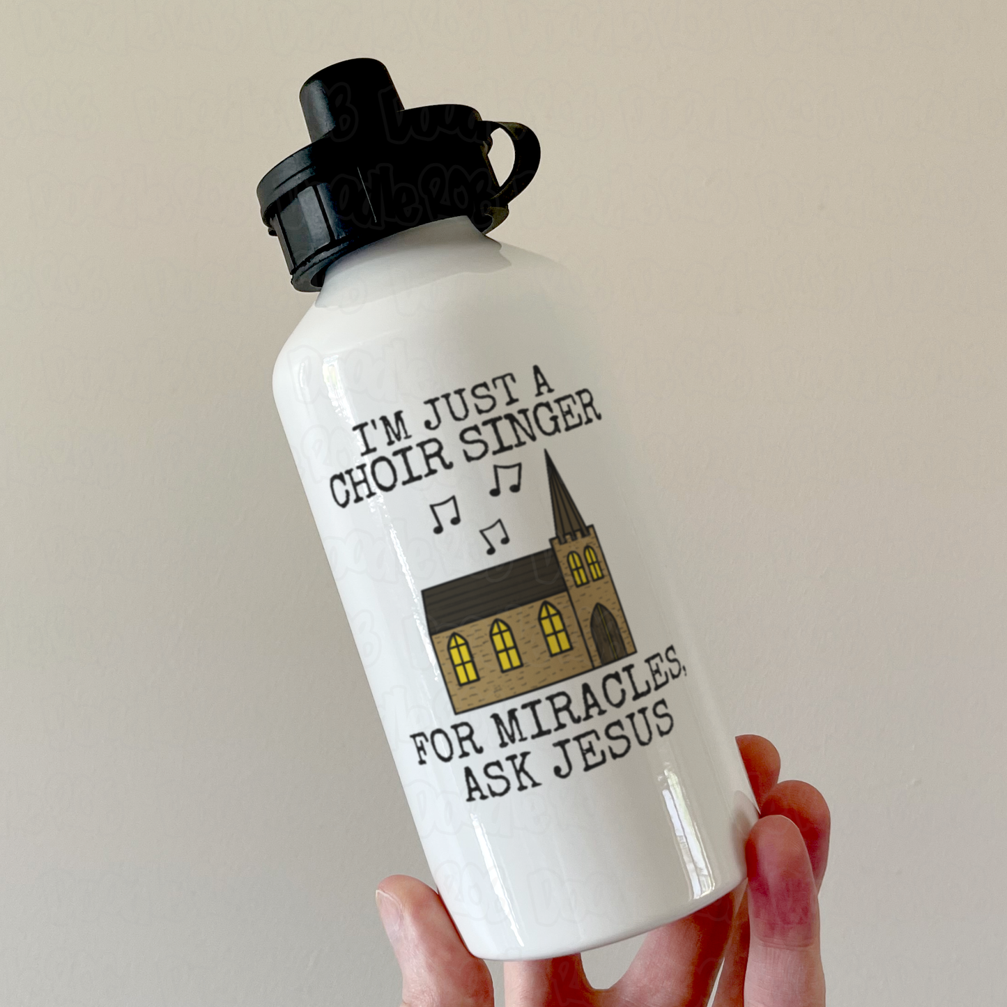 Church Choir Singer Water Bottle - For Miracles, Ask Jesus - Christian Musician Gift