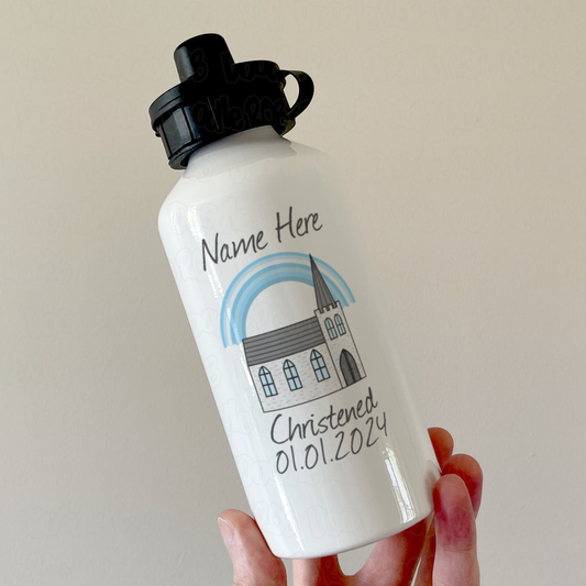 Personalised Christening Water Bottle For Boy - Church Christening Gift - Custom Baptism Gift