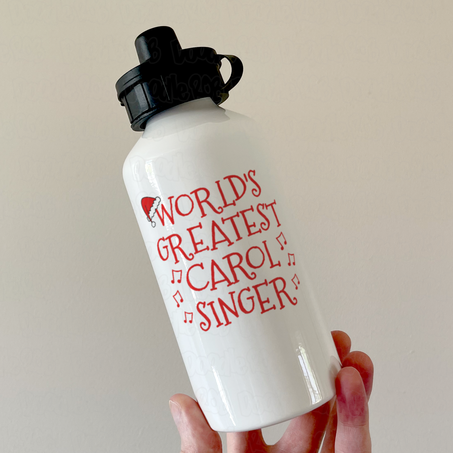 Carol Singer Water Bottle - World's Greatest Carol Singer - Church Choir Christmas Gift