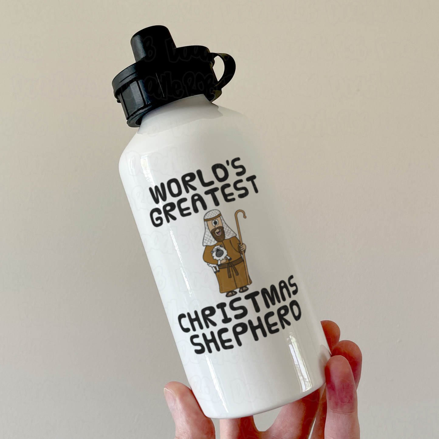 Christmas Nativity Water Bottle - World's Greatest Christmas Shepherd - Funny Church Xmas Gift