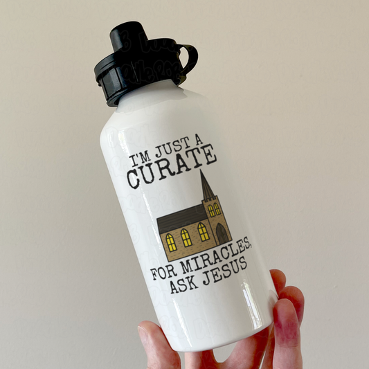Funny Church Curate Water Bottle - For Miracles, Ask Jesus - Gift For Christian Ordinand