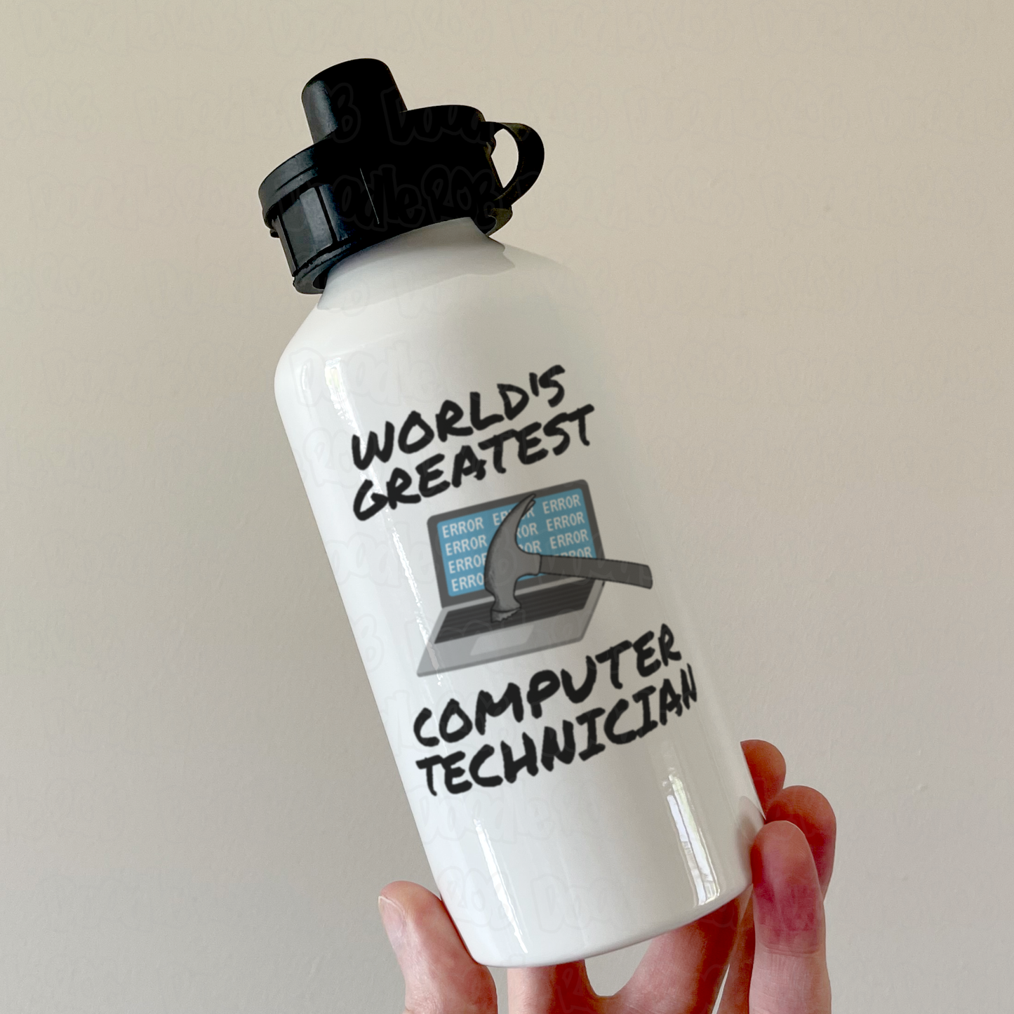 Funny Computer Water Bottle - World's Greatest Computer Technician - Gift For IT Expert