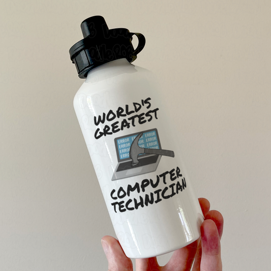 Funny Computer Water Bottle - World's Greatest Computer Technician - Gift For IT Expert
