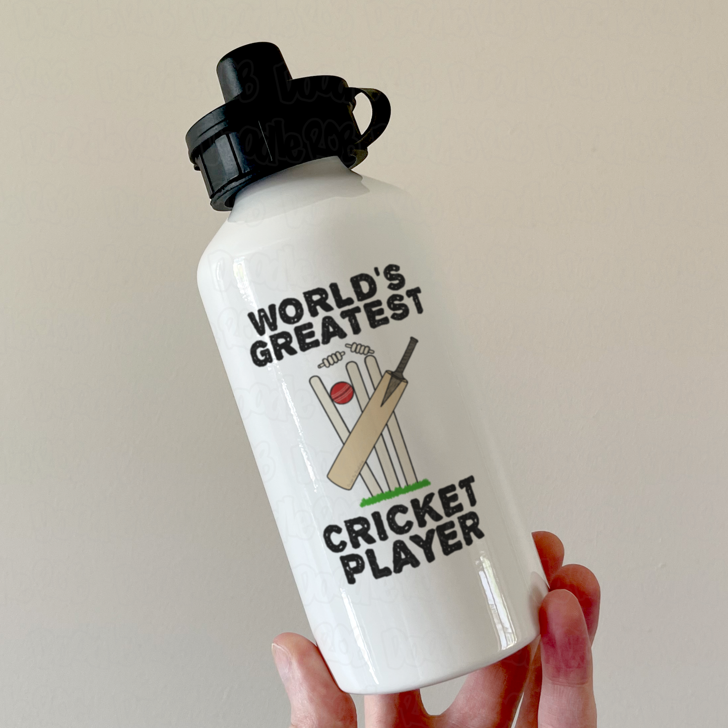 Funny Cricket Water Bottle - World's Greatest Cricket Player - Gift For Cricketer - Sport Teacher Water Bottle