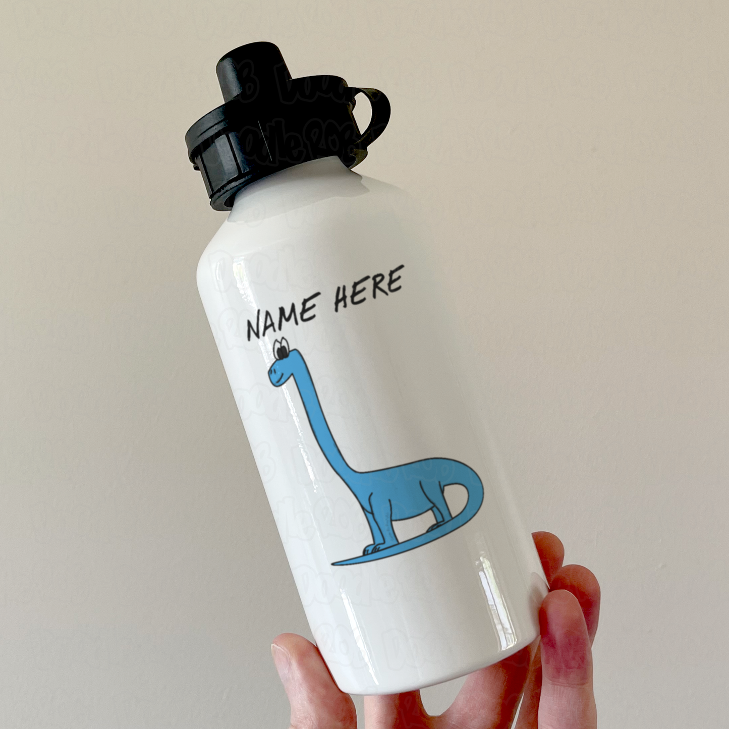Dinosaur Personalised Water Bottle - Diplodocus Custom Water Bottle - Dinosaur Gift For Boy
