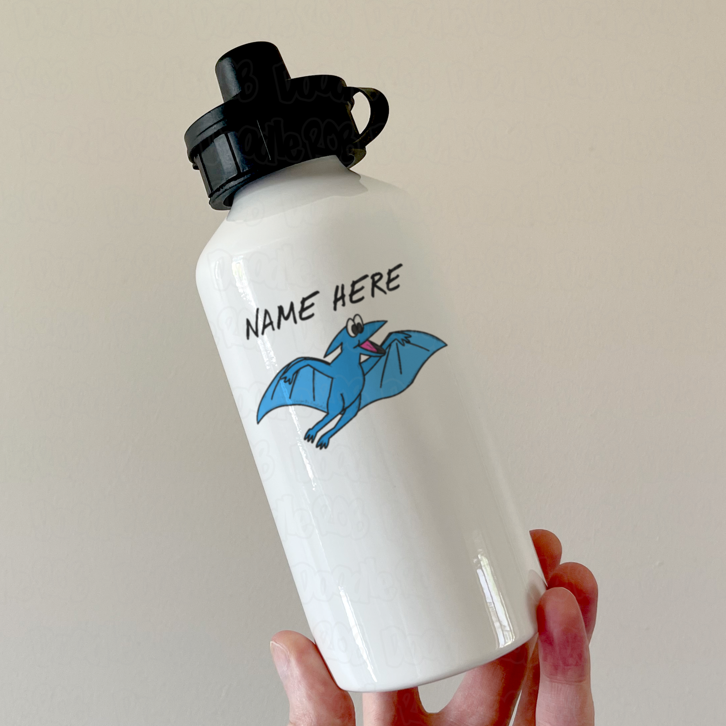 Dinosaur Custom Water Bottle - Pterodactyl Water Bottle - Personalised Dinosaur Gift For Boy
