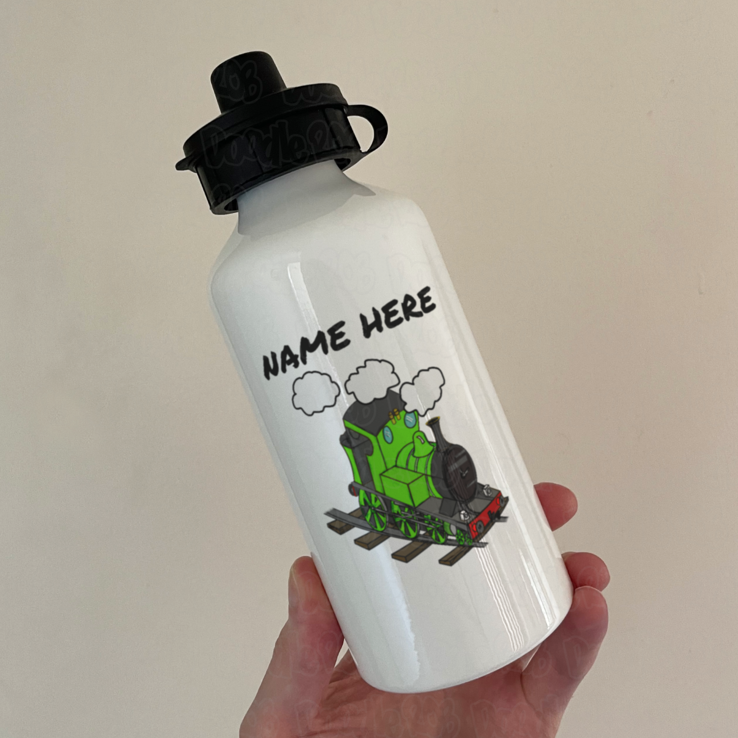 Steam Train Custom Water Bottle (Green) - Personalised Railway Gift