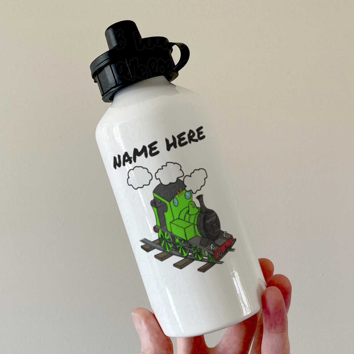 Steam Train Custom Water Bottle (Green) - Personalised Railway Gift