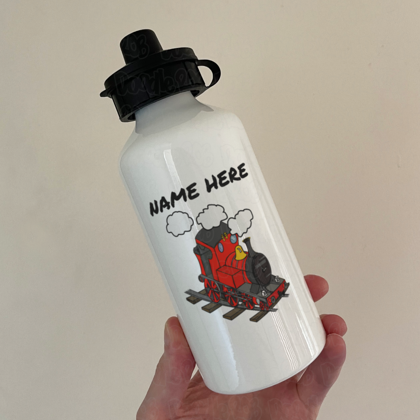 Steam Train Custom Water Bottle (Red) - Railway Enthusiast Gift