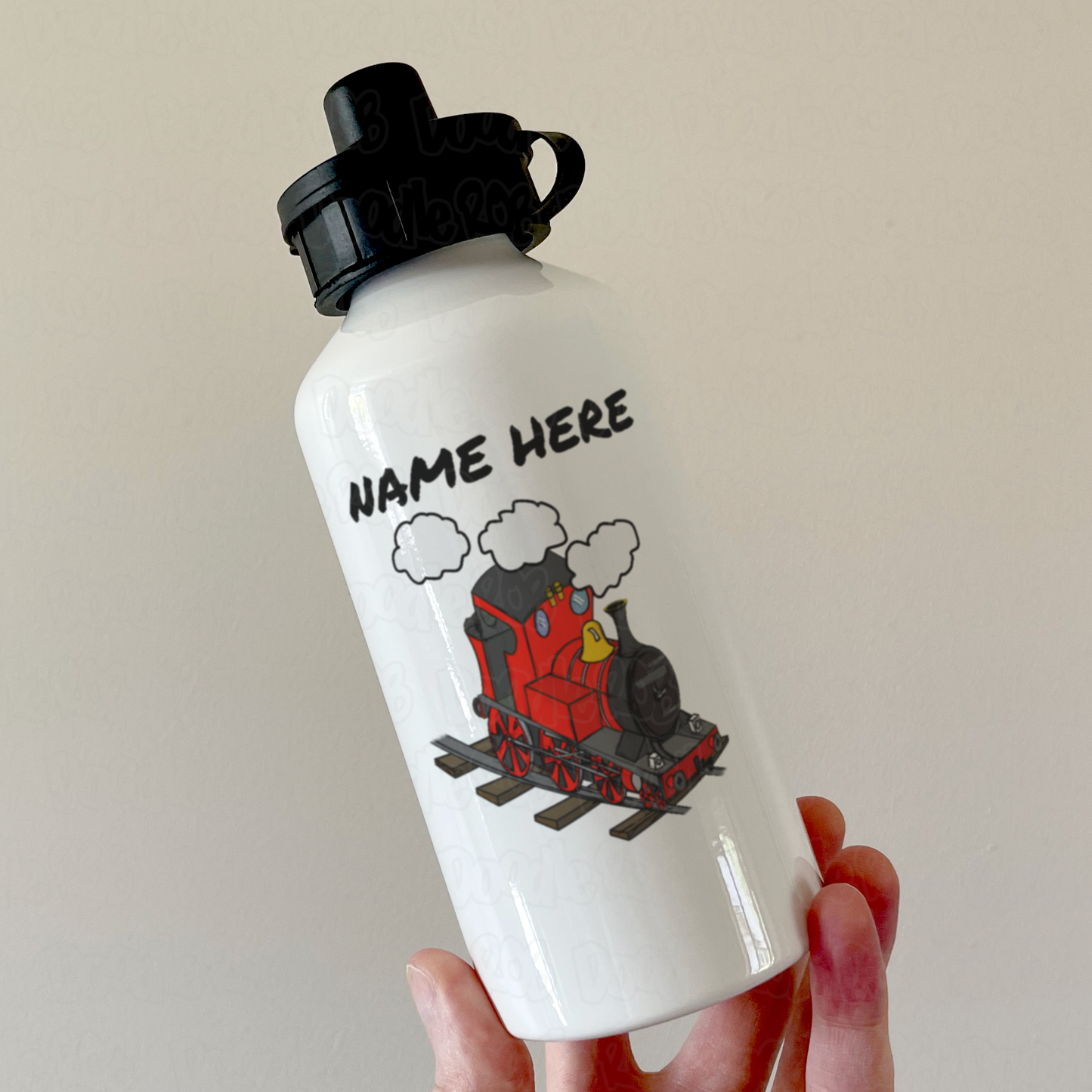 Steam Train Custom Water Bottle (Red) - Railway Enthusiast Gift