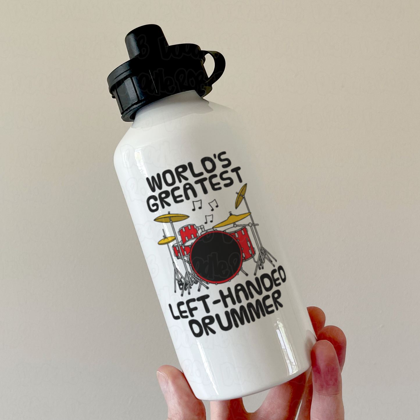 Left Handed Drummer Water Bottle - World's Greatest Left-Handed Drummer - Gift For Lefty Drummer