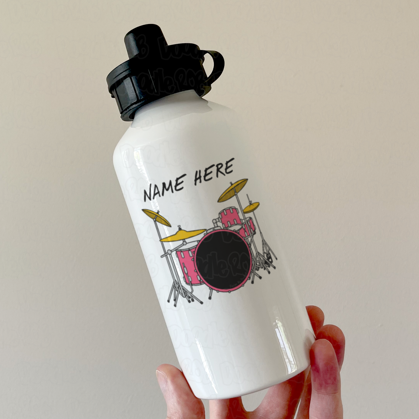 Girl's Drummer Water Bottle - Personalised Gift For Drummer - Female Musician Gift