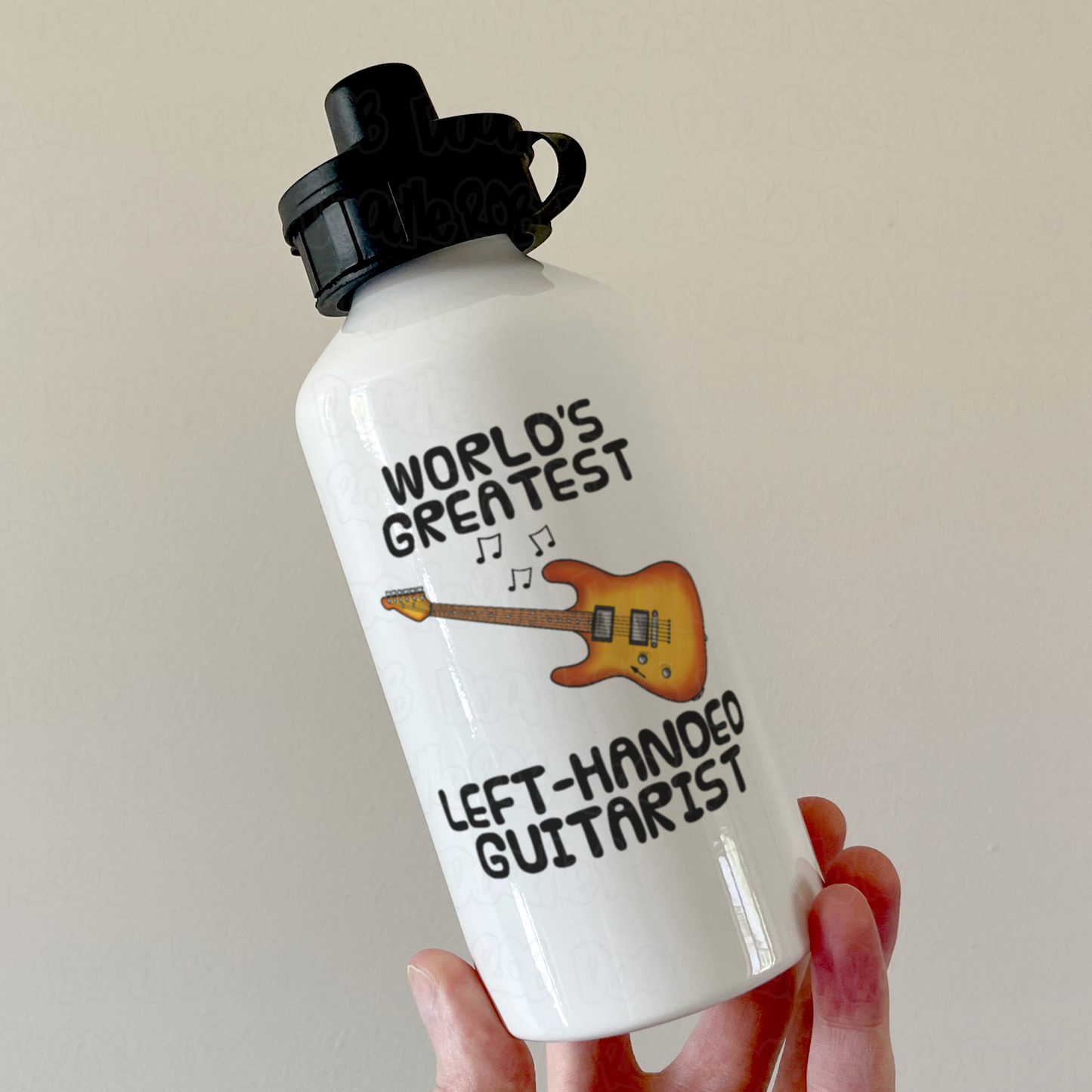Left Handed Guitar Water Bottle - World's Greatest Left-Handed Guitarist - Gift For Lefty Guitarist