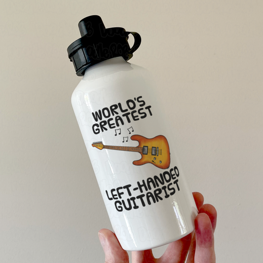 Left Handed Guitar Water Bottle - World's Greatest Left-Handed Guitarist - Gift For Lefty Guitarist