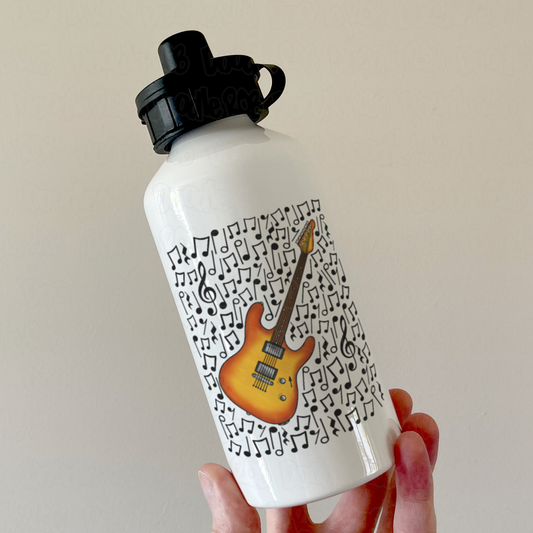 Electric Guitar Musical Notes Water Bottle - Guitar Teacher Water Bottle - Gift For Guitarist