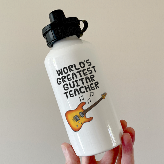 Guitar Teacher Water Bottle - World's Greatest Guitar Teacher - Gift For Electric Guitarist