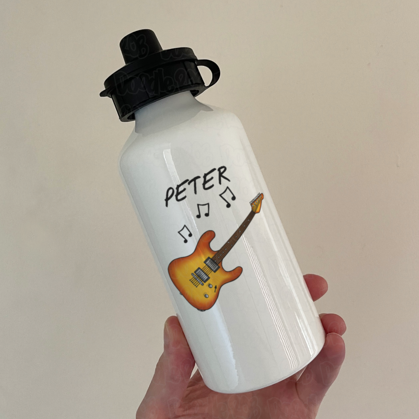 Electric Guitar Personalised Water Bottle - Custom Gift For Guitarist - Guitar Teacher Water Bottle